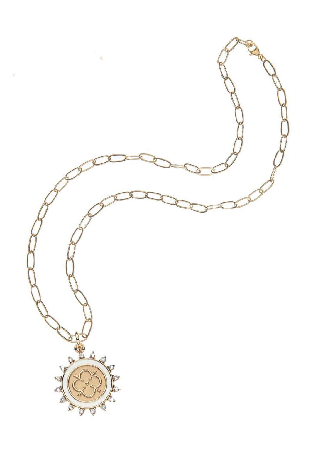 LOVE PETITE EMBELLISHED COIN NECKLACE- SATELLITE CHAIN - sassanova