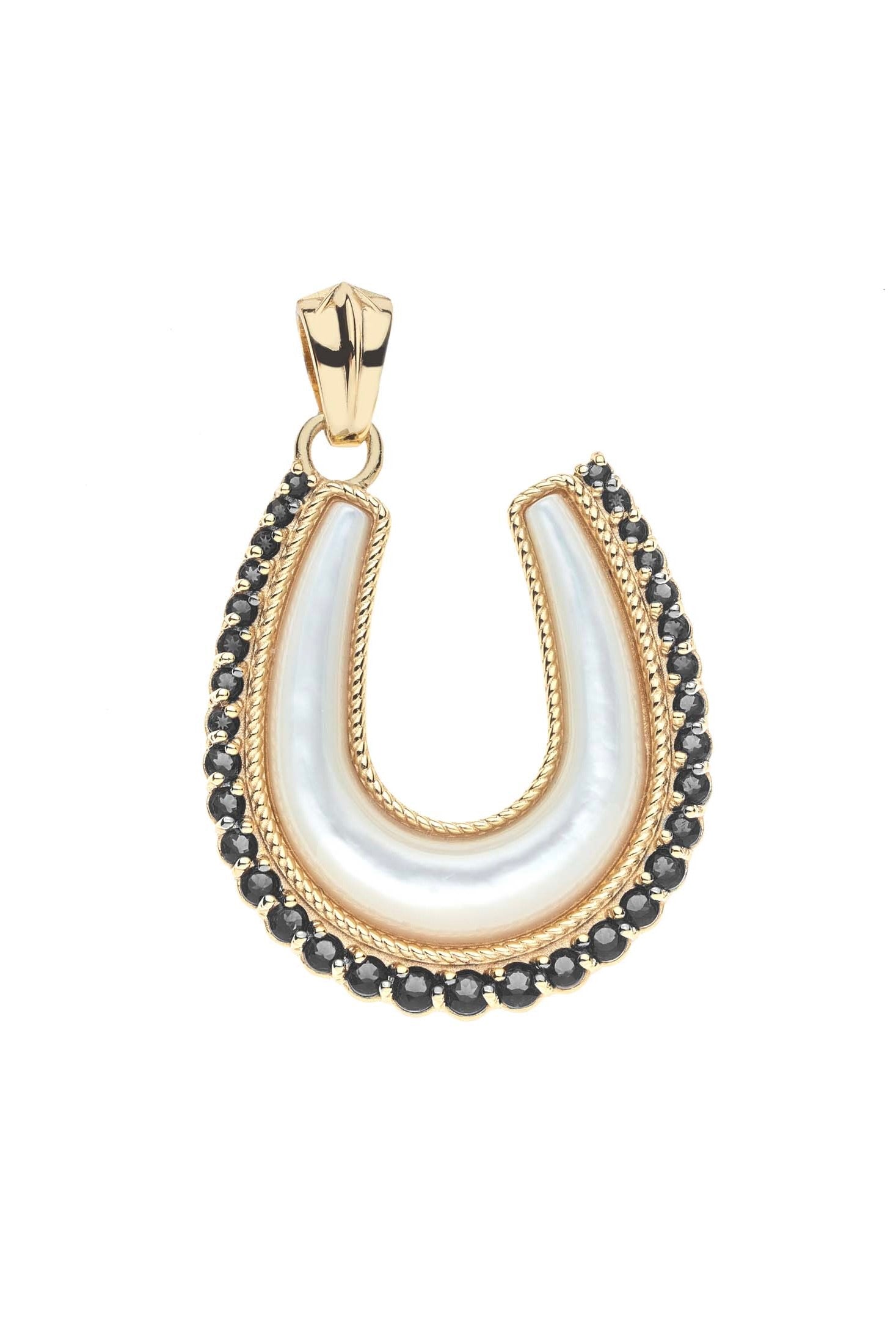 LUCKY MOP HORSESHOE PENDANT- DRAWN LINK CHAIN - Necklaces - Sassanova