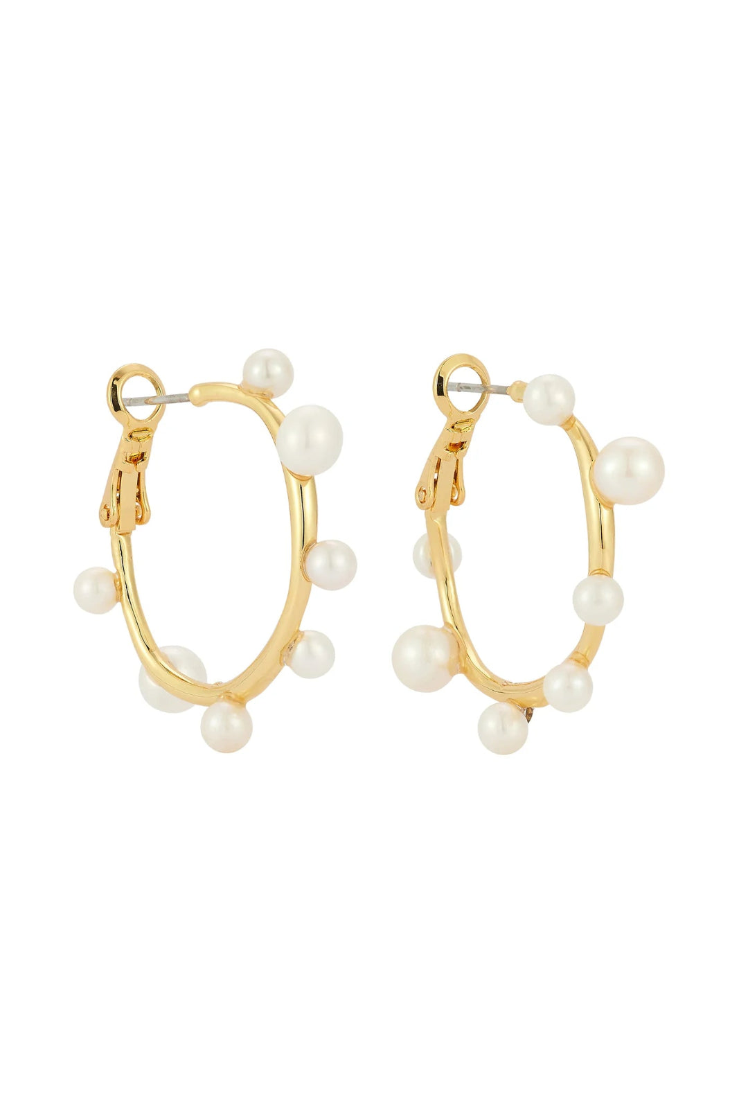 MINI ISLA PEARL HOOPS- GOLD/WHITE - Earrings - Sassanova