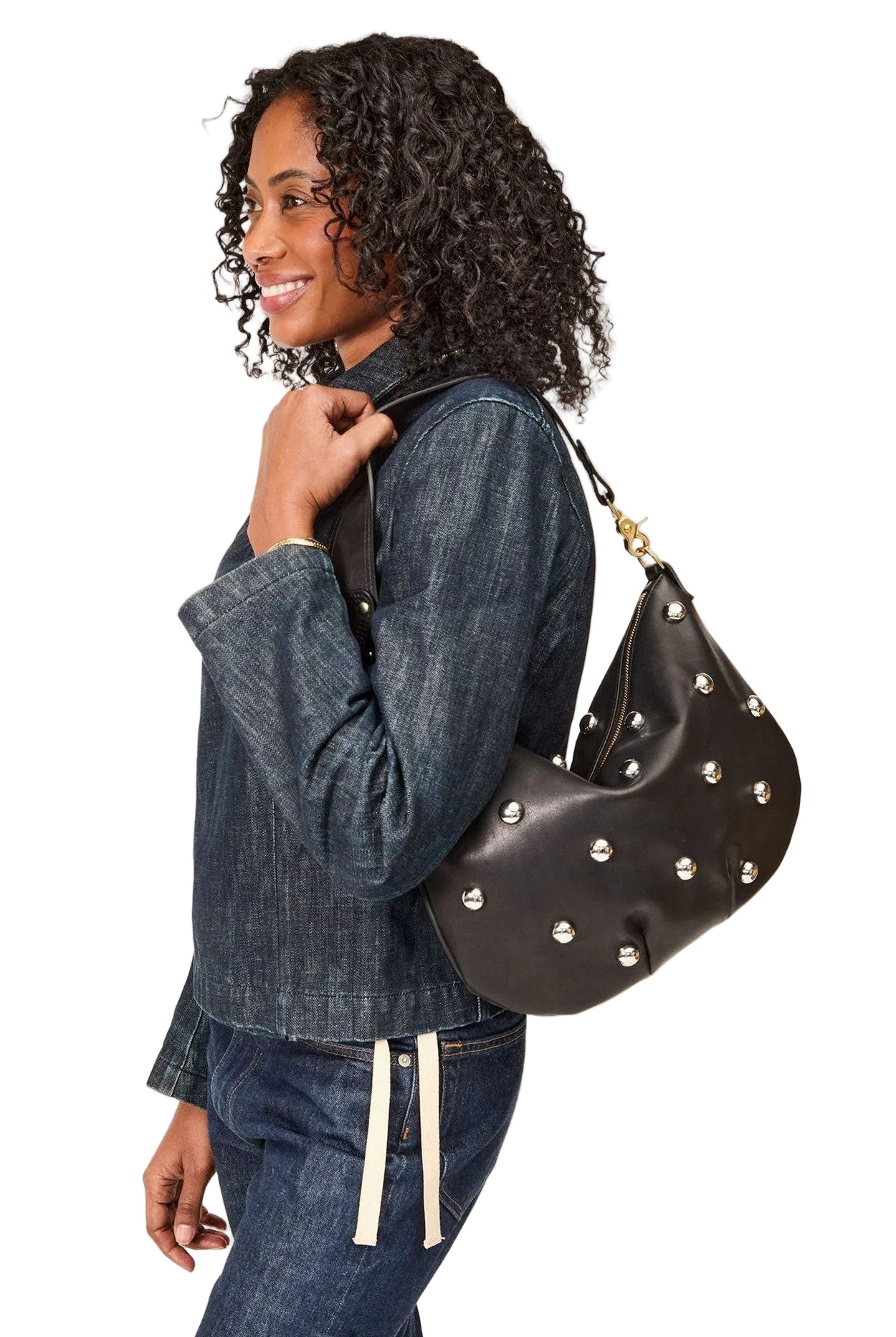 MOYEN MESSENGER W/STUDS - Handbags - Sassanova