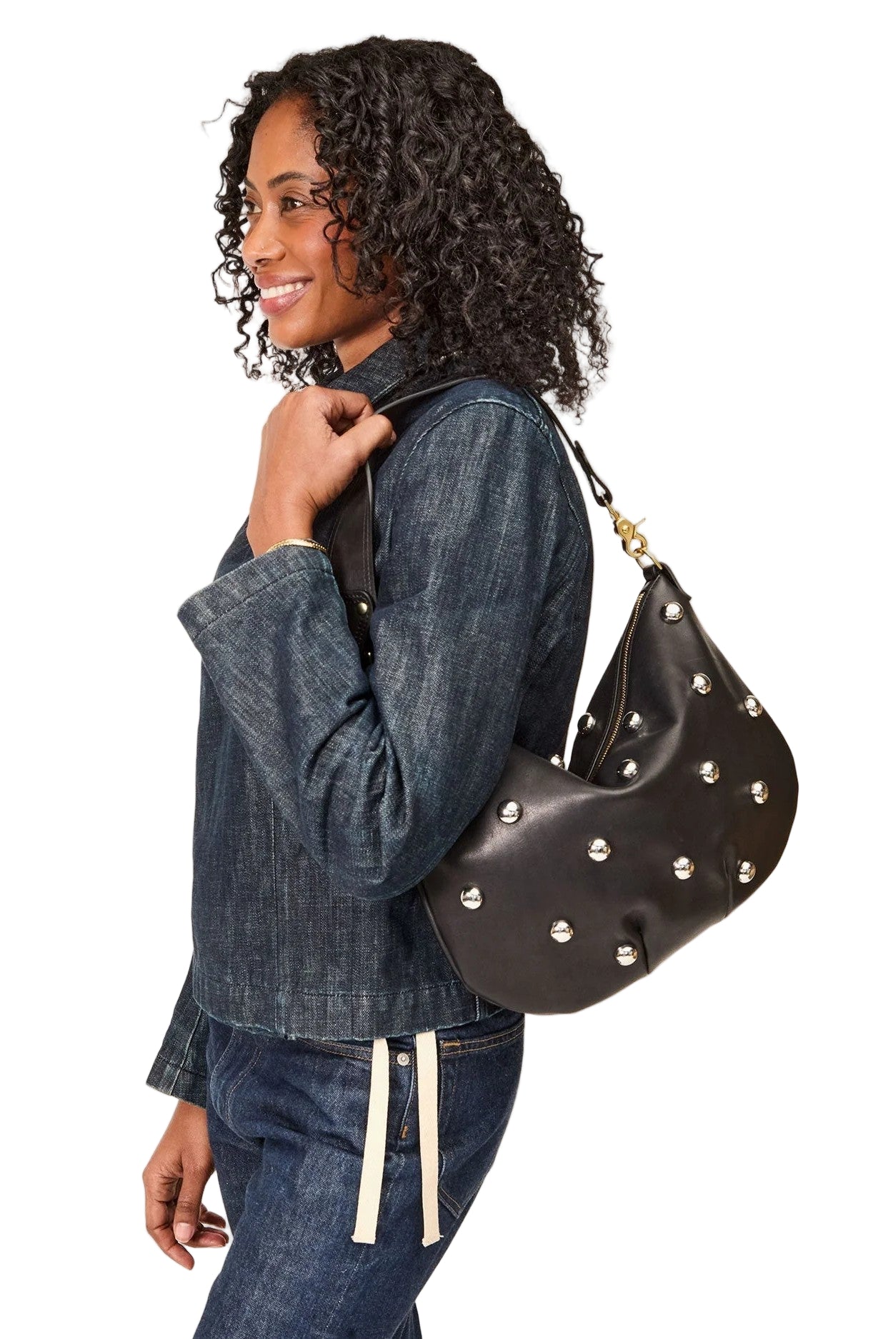 MOYEN MESSENGER W/STUDS - Handbags - Sassanova