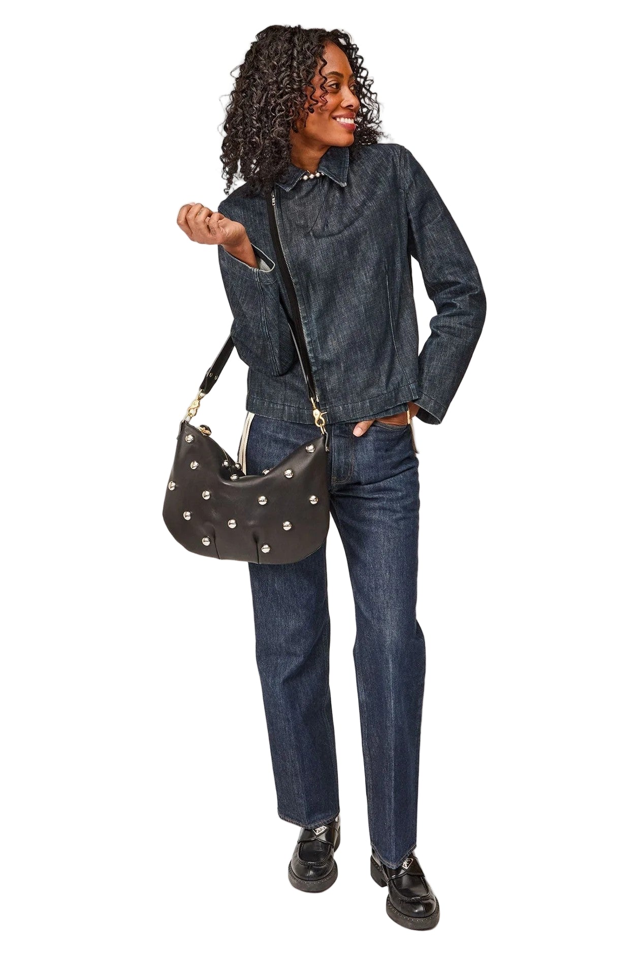 MOYEN MESSENGER W/STUDS - Handbags - Sassanova