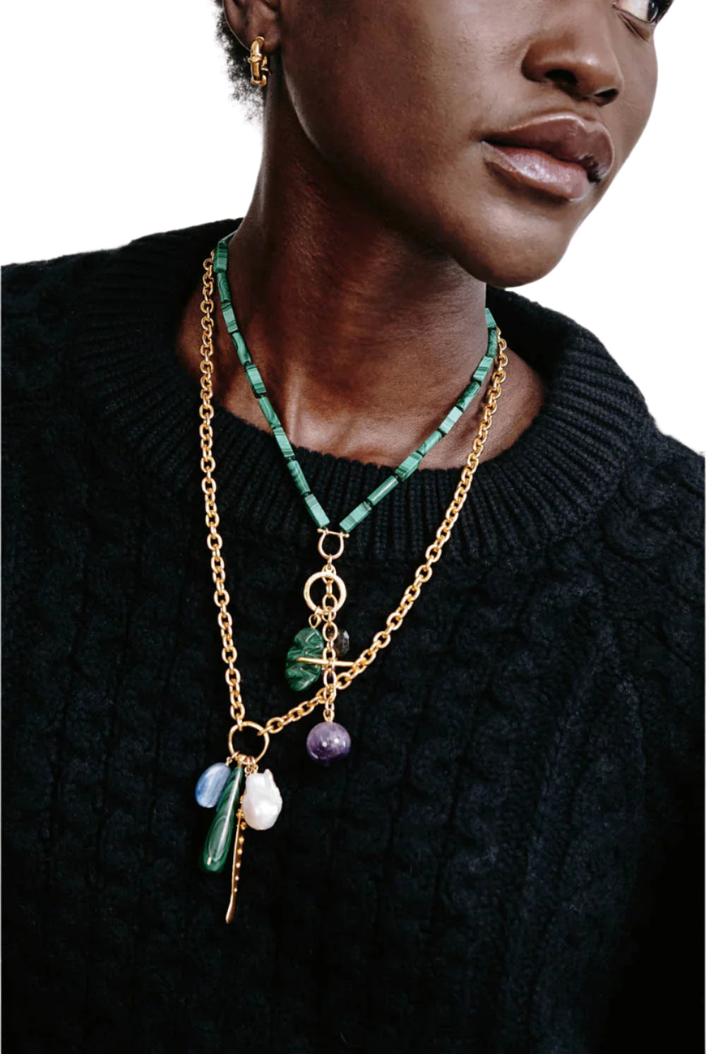 FISH/MALACHITE/PEARL PENDANT NECKLACE (NGZ-15271)
sassanova