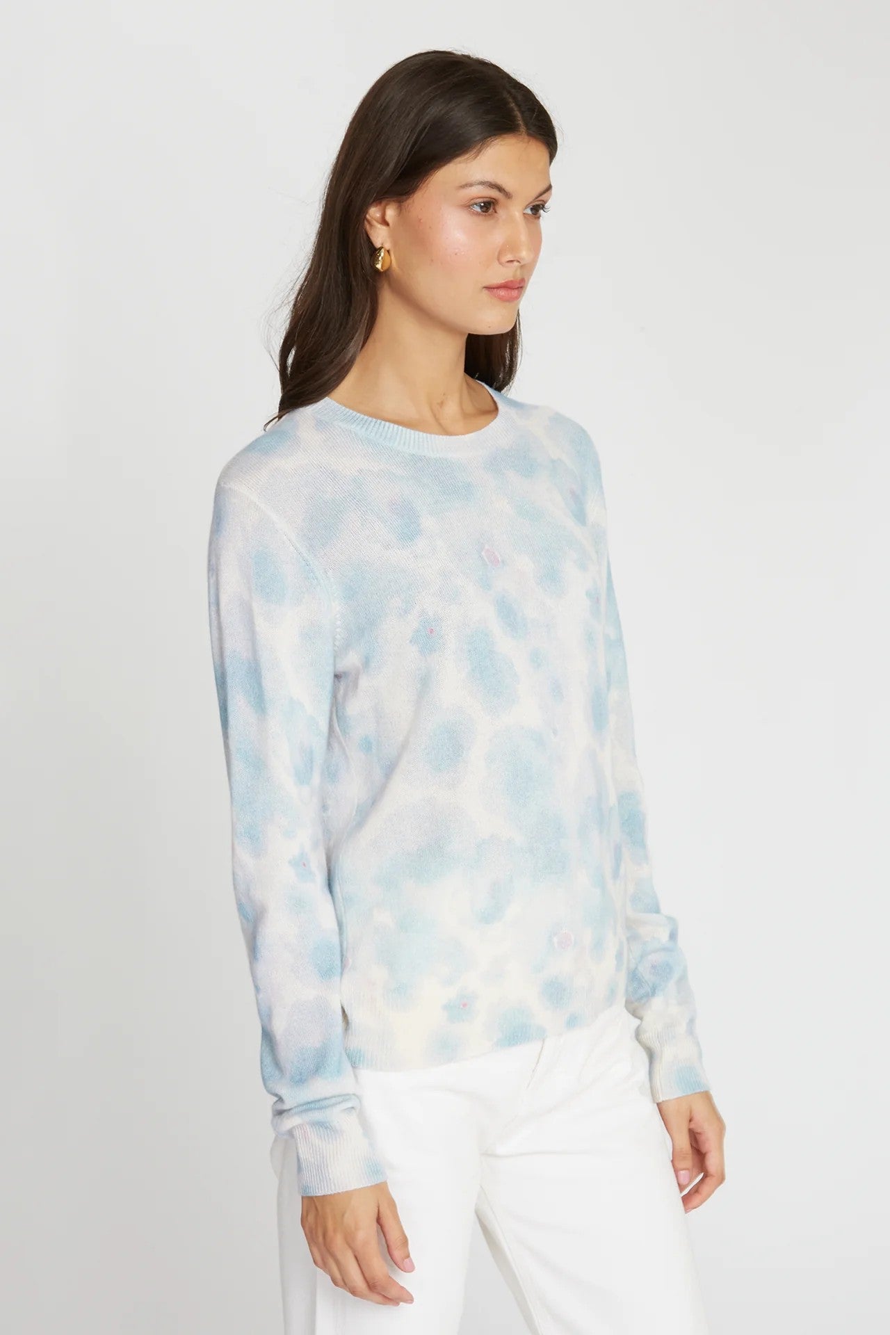 WATERCOLOR FLORAL PRINT CREW - Sweaters - Sassanova