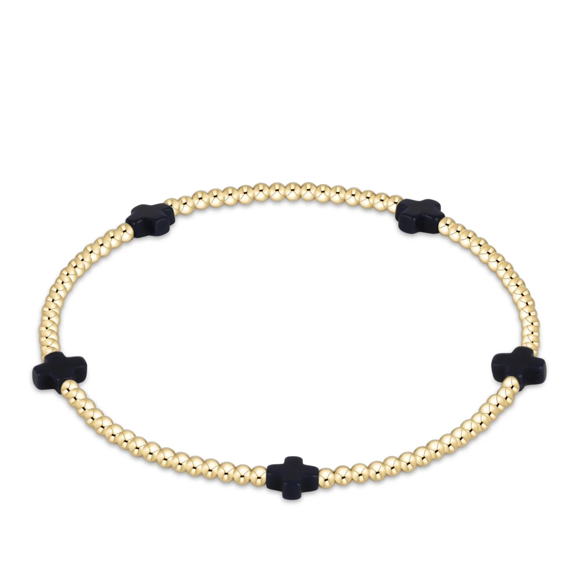SIG CROSS SM PATTERN 2MM BEAD BRACELET