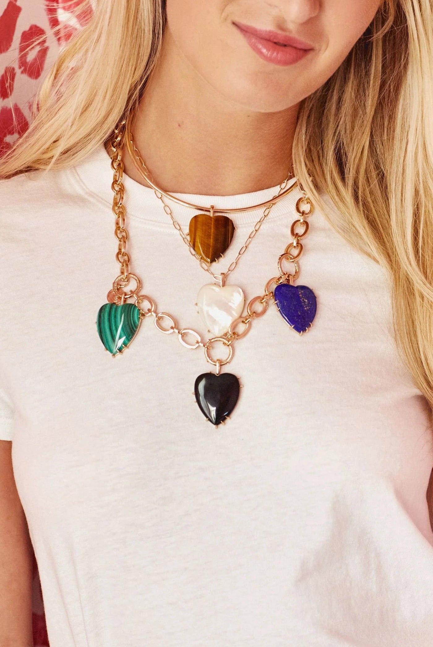 LOVE CARRY YOUR HEART LAPIS PENDANT- DRAWN LINK CHAIN - Necklaces - Sassanova