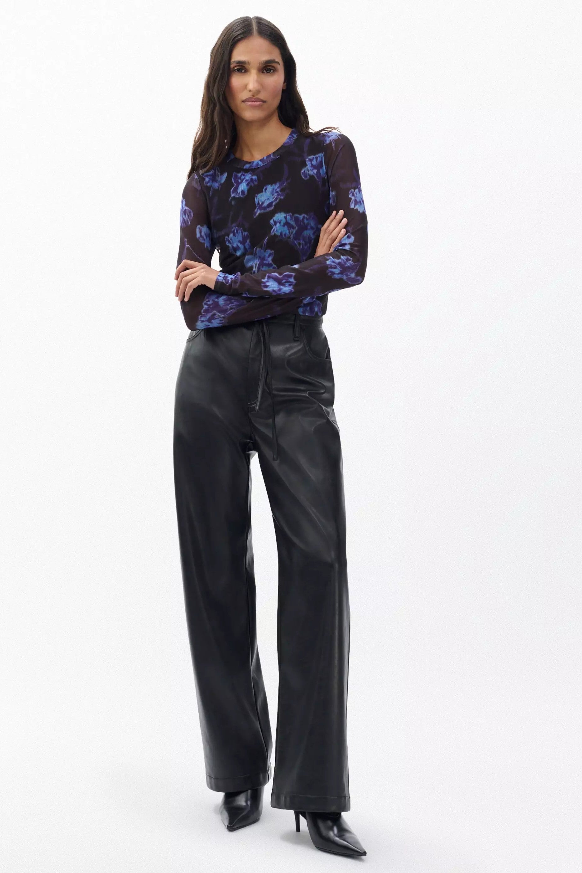 YANA PRINTED MESH LS TEE - T-shirts - Sassanova