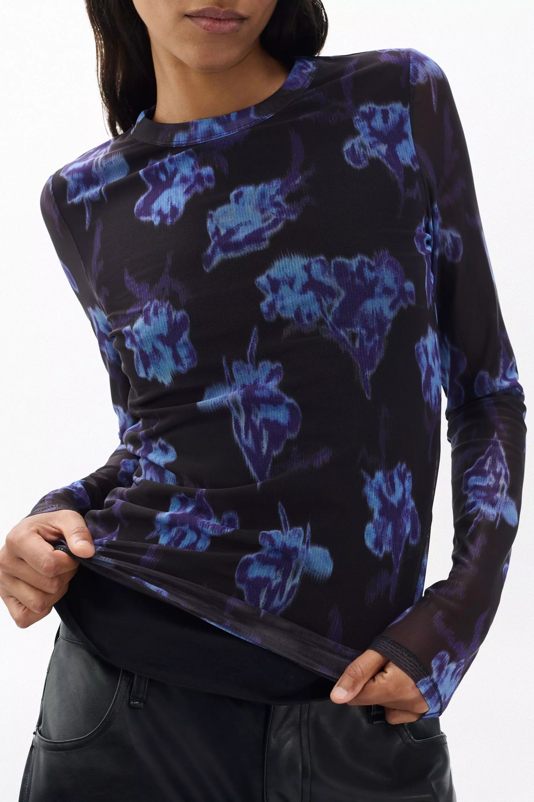 YANA PRINTED MESH LS TEE - T-shirts - Sassanova