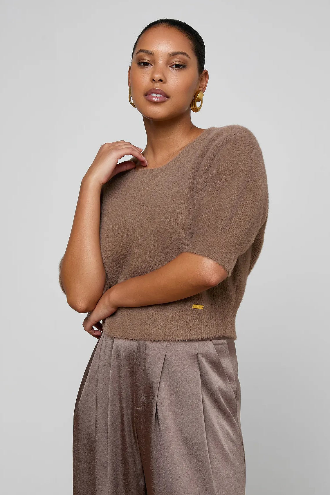 GUINEVERE SHORT SLEEVE CROP CREW - Sweaters - Sassanova