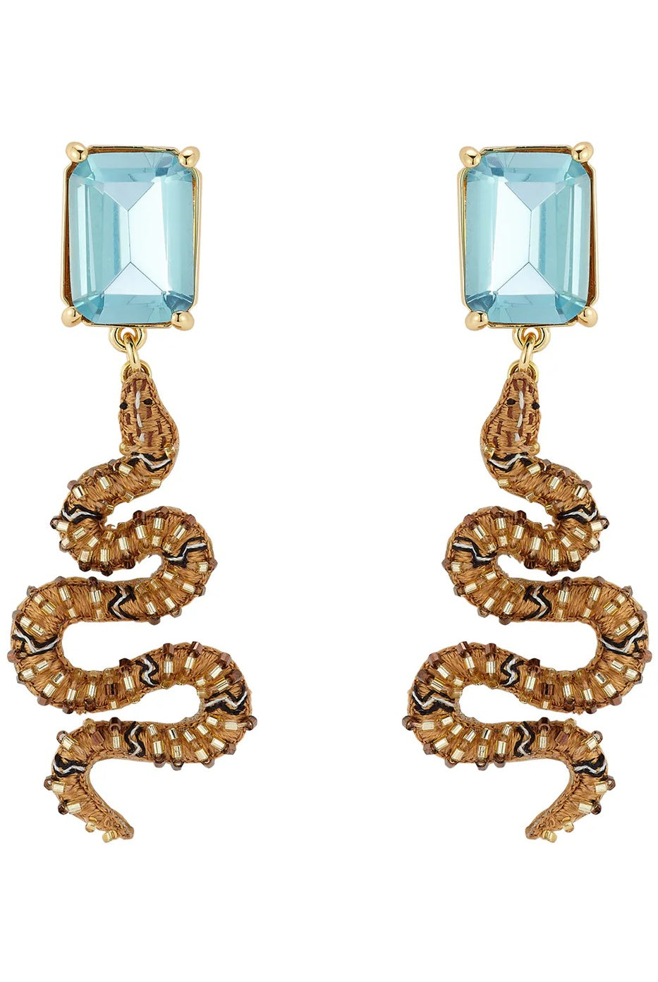 SNAKE DROP EARRINGS- BLUE MULTI - Sassanova