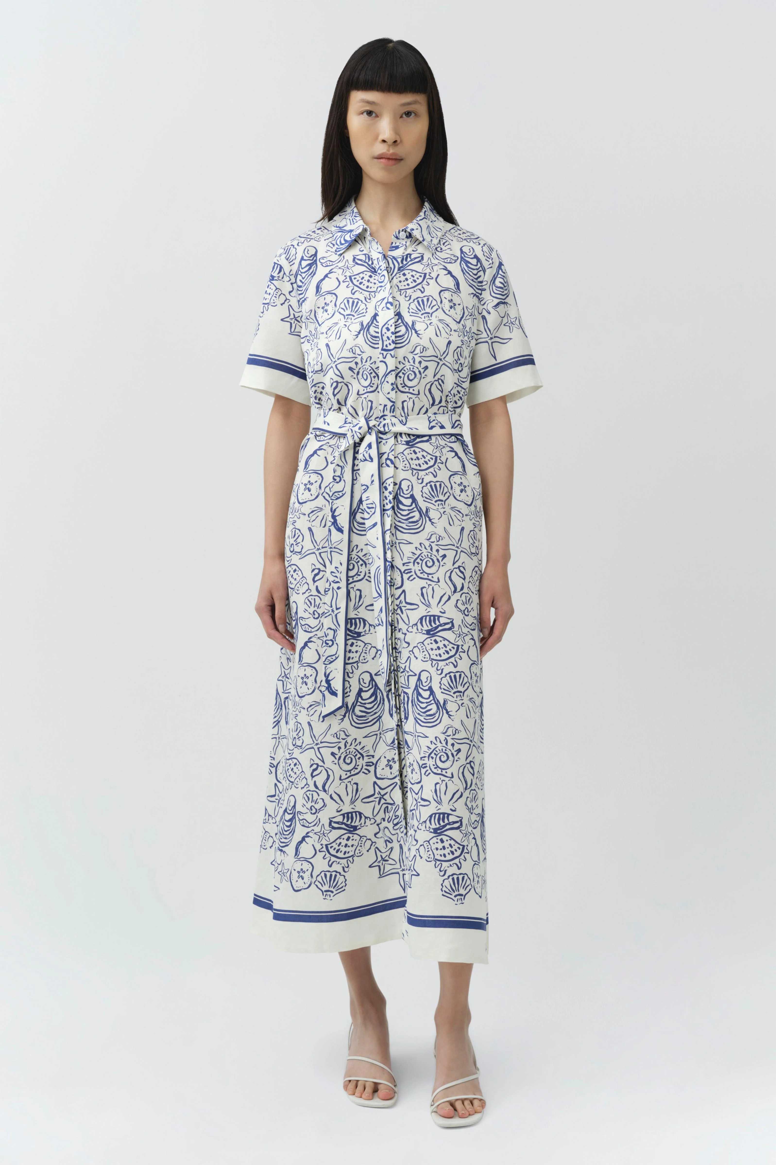AUDRIA SHORT SLEEVE BELTED MIDI DRESS - Dresses - Sassanova