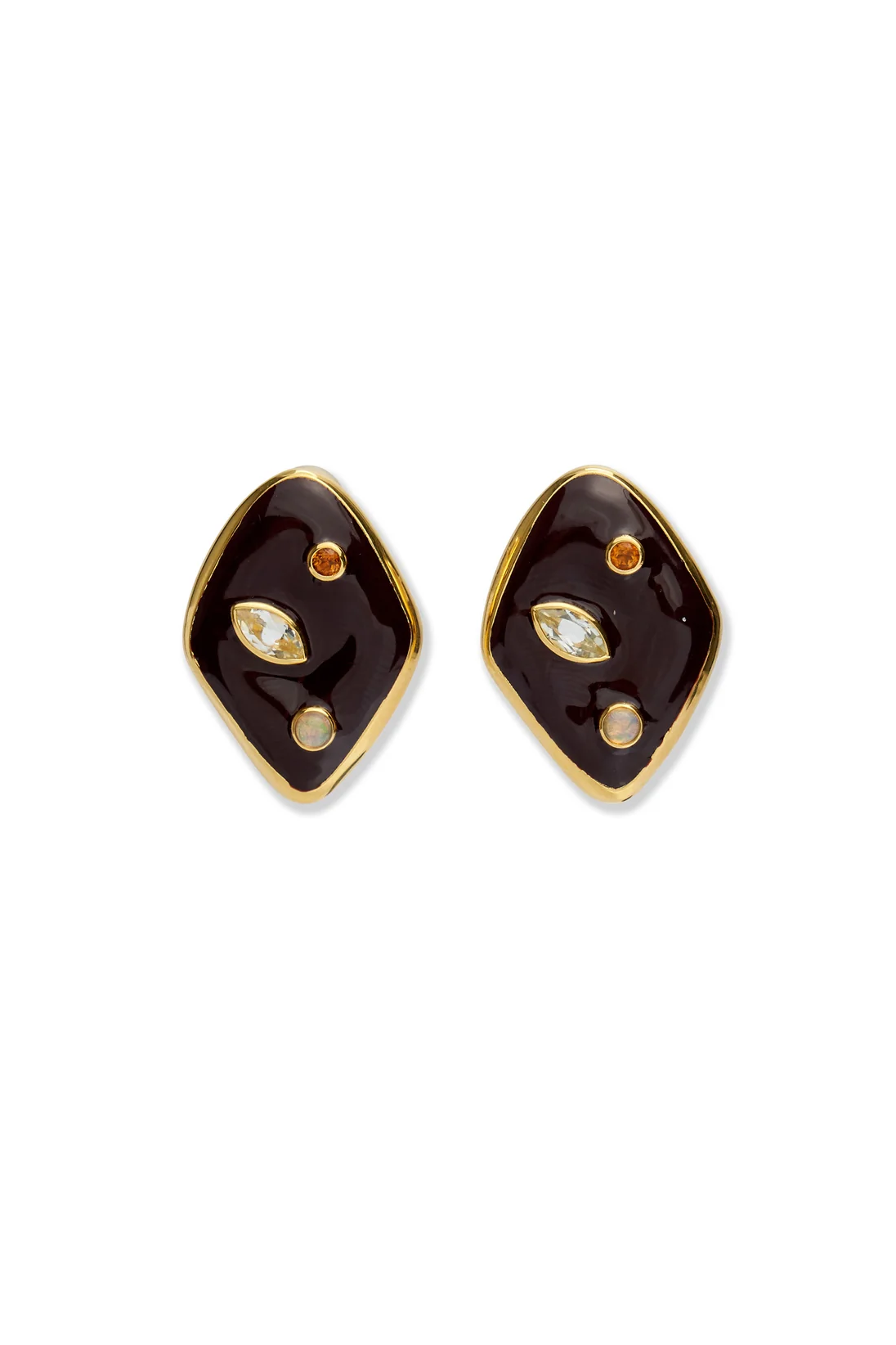 NICO DOT EARRINGS- BROWN - Earrings - Sassanova