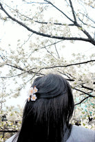 HAND PAINTED SNOW CHERRY BLOSSOM HAIR CLIP - sassanova