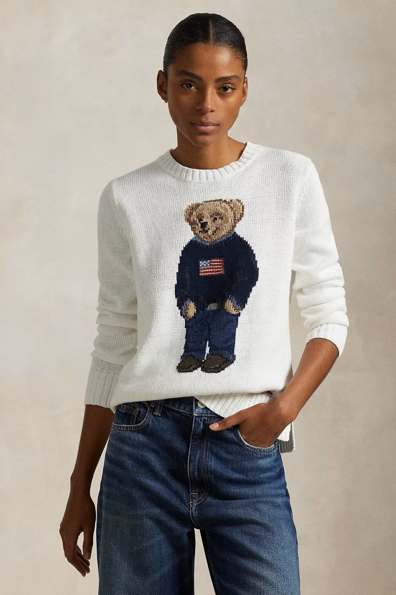 COTTON/LINEN BEAR USA PULLOVER - Sweaters - Sassanova
