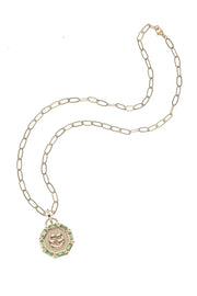 LUCKY PETITE EMBELLISHED COIN NECKLACE- SATELLITE CHAIN