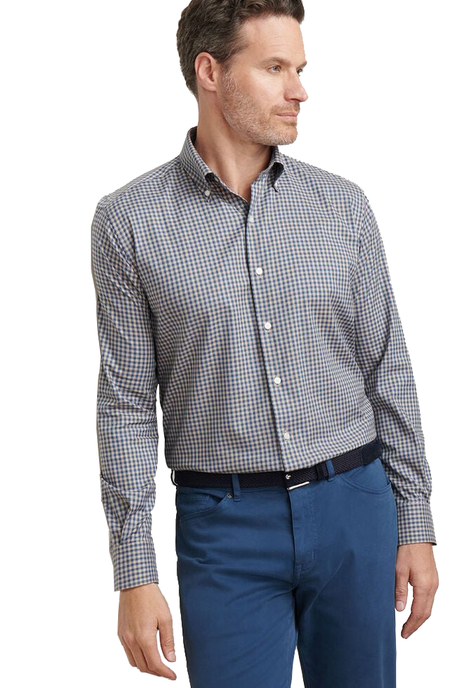 CONWAY CROWN LITE SPORT SHIRT with brown plaid print-novaman