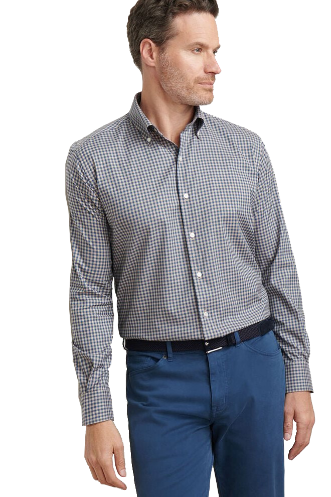 CONWAY CROWN LITE SPORT SHIRT with brown plaid print-novaman
