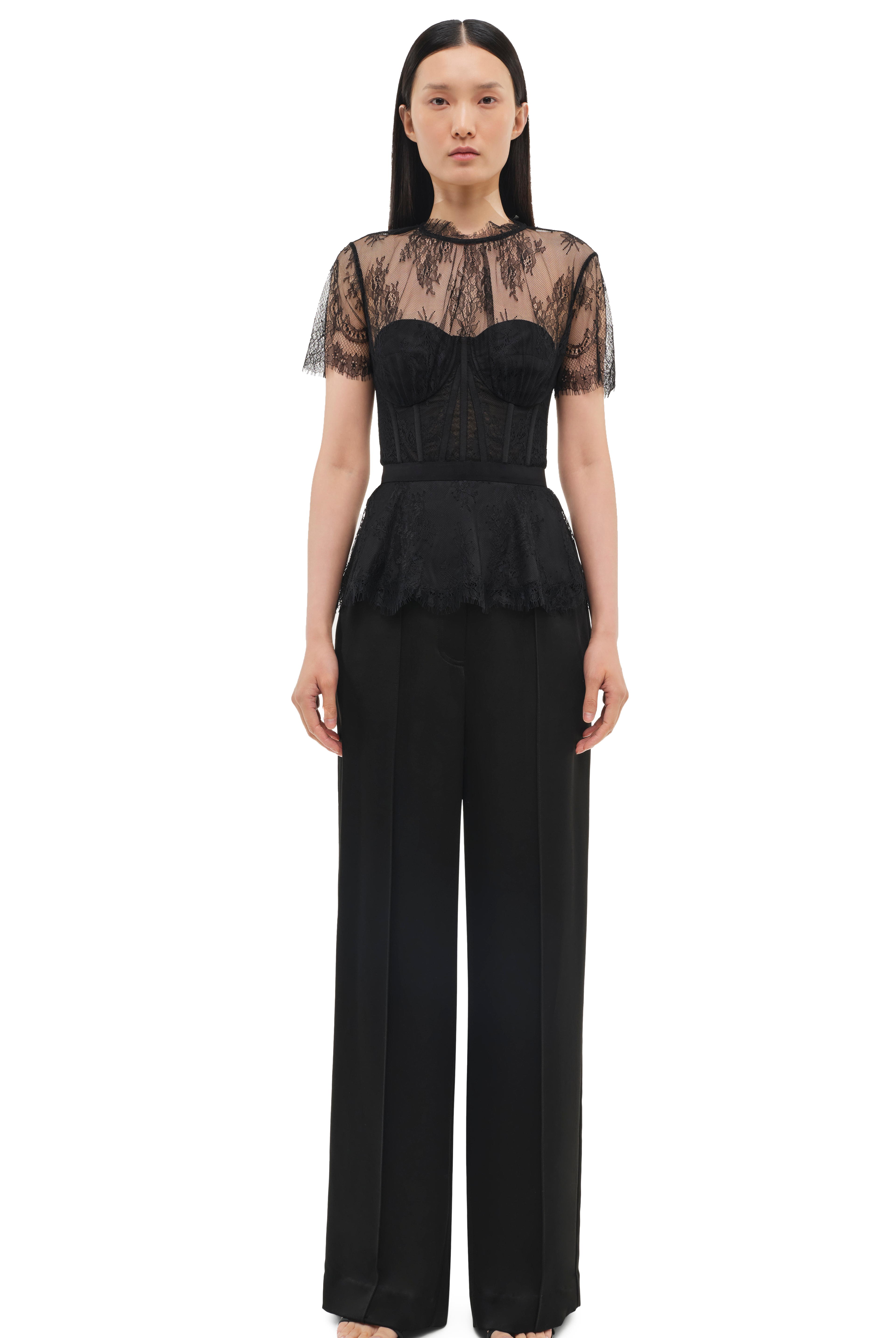 KEHLANI LACE S/S BUSTIER TOP - Blouses - Sassanova