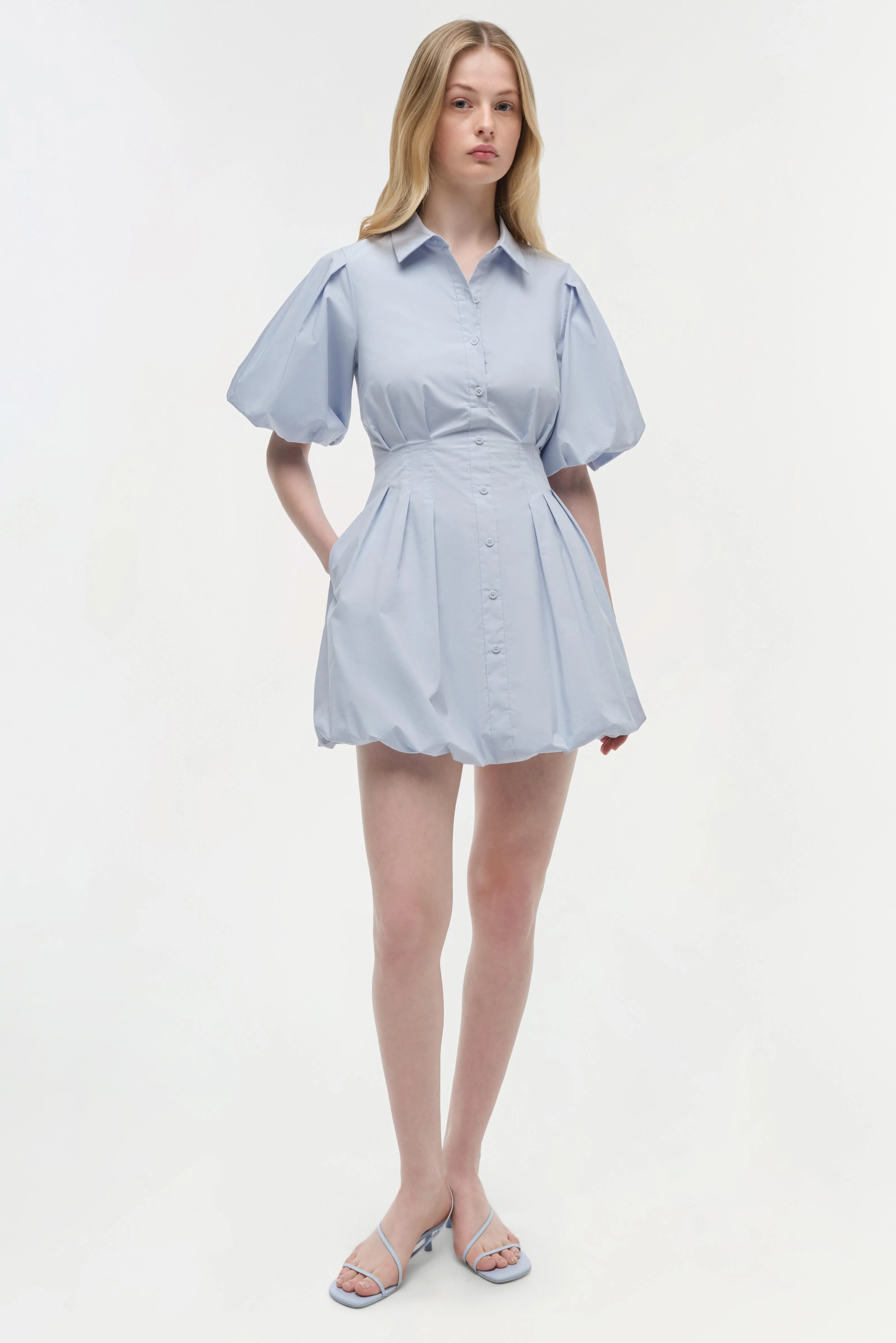 CLEO BALLOON PINTUCKED MINI DRESS - Dresses - Sassanova