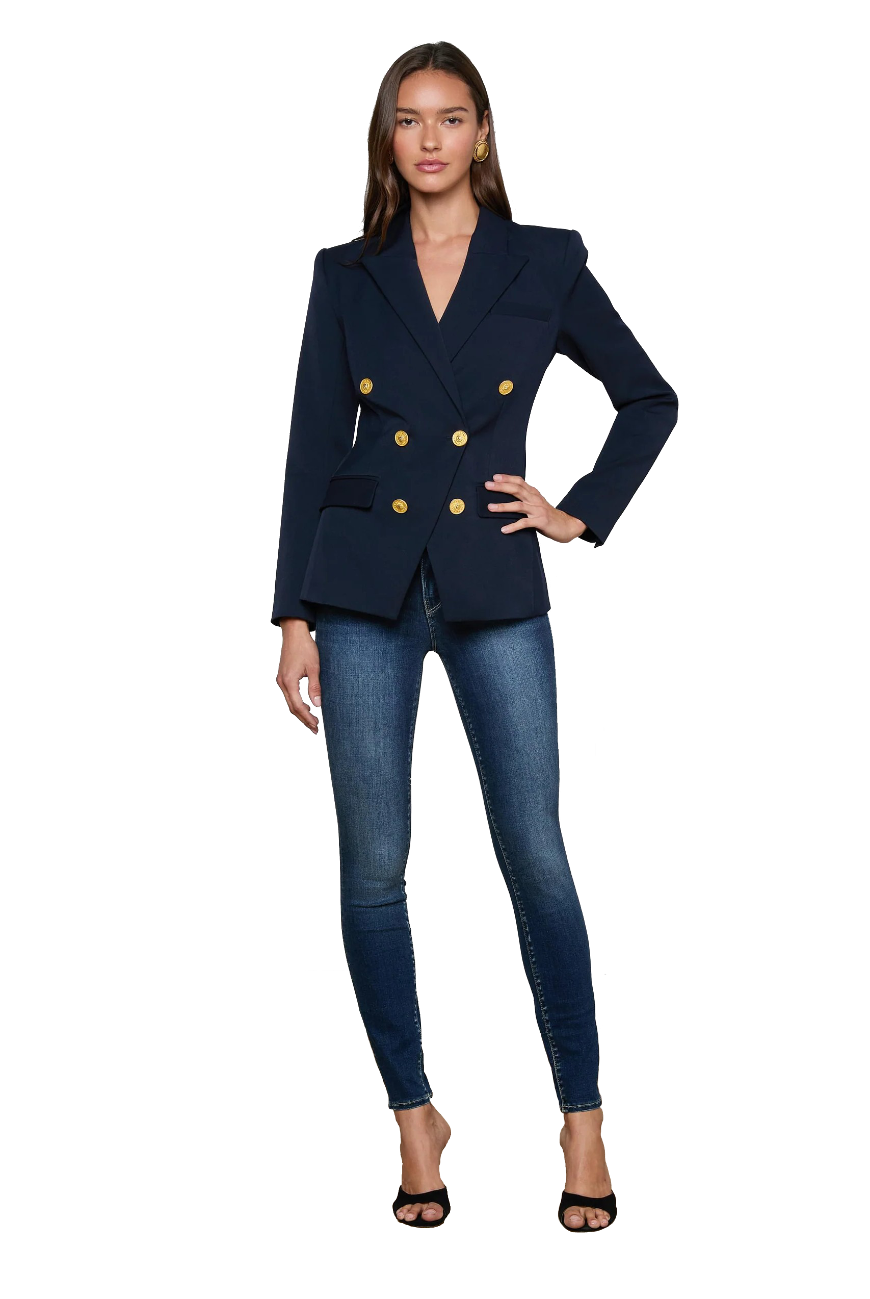 KYOMI DBL BRSTD BLAZER MIDNIGHT - sassanova