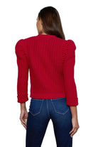 DELLI 3/4 SLV CROP TEXTURED CARDI-sassanova