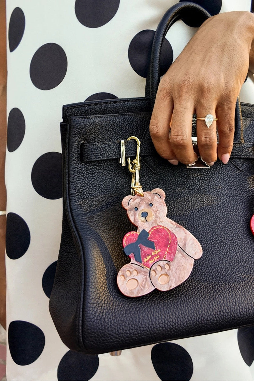 HAND PAINTED LOVE BEAR BAG CHARM & KEYCHAIN - Key Chains - Sassanova