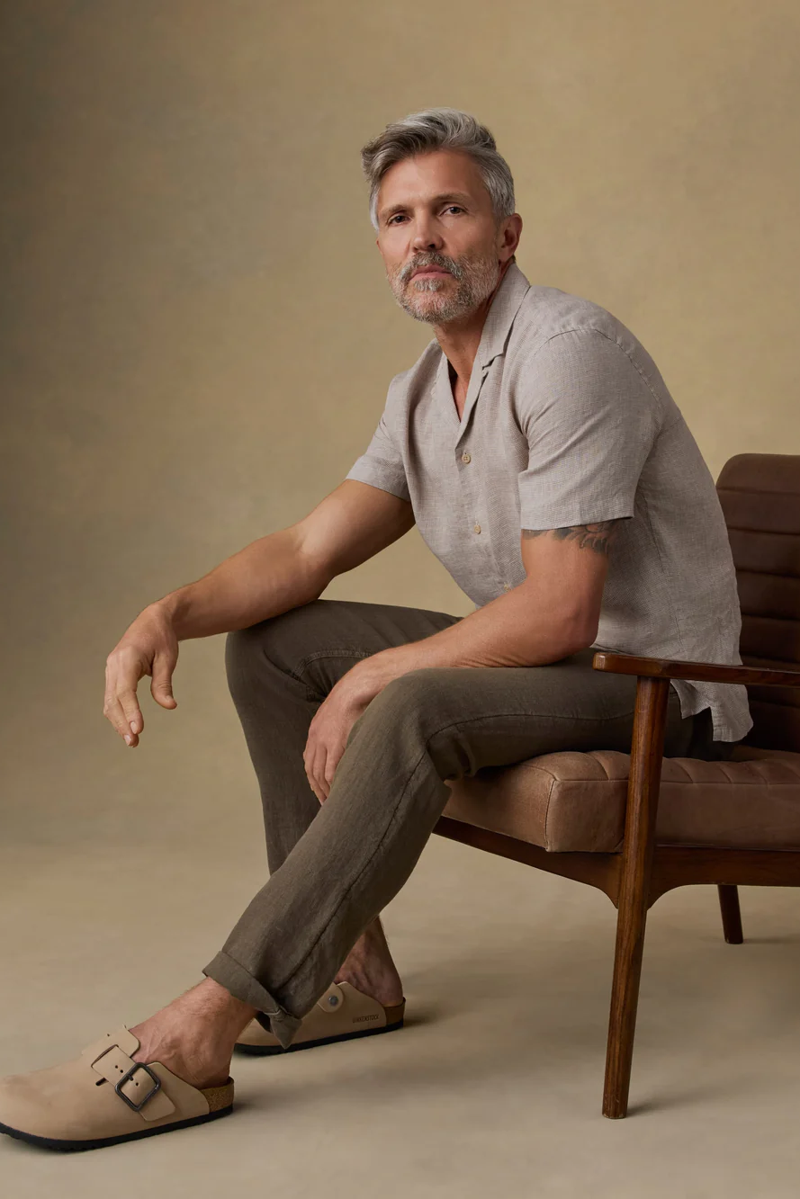 SHORT SLEEVE LAGUNA LINEN CAMP SHIRT - Short Sleeved Shirts - Novaman