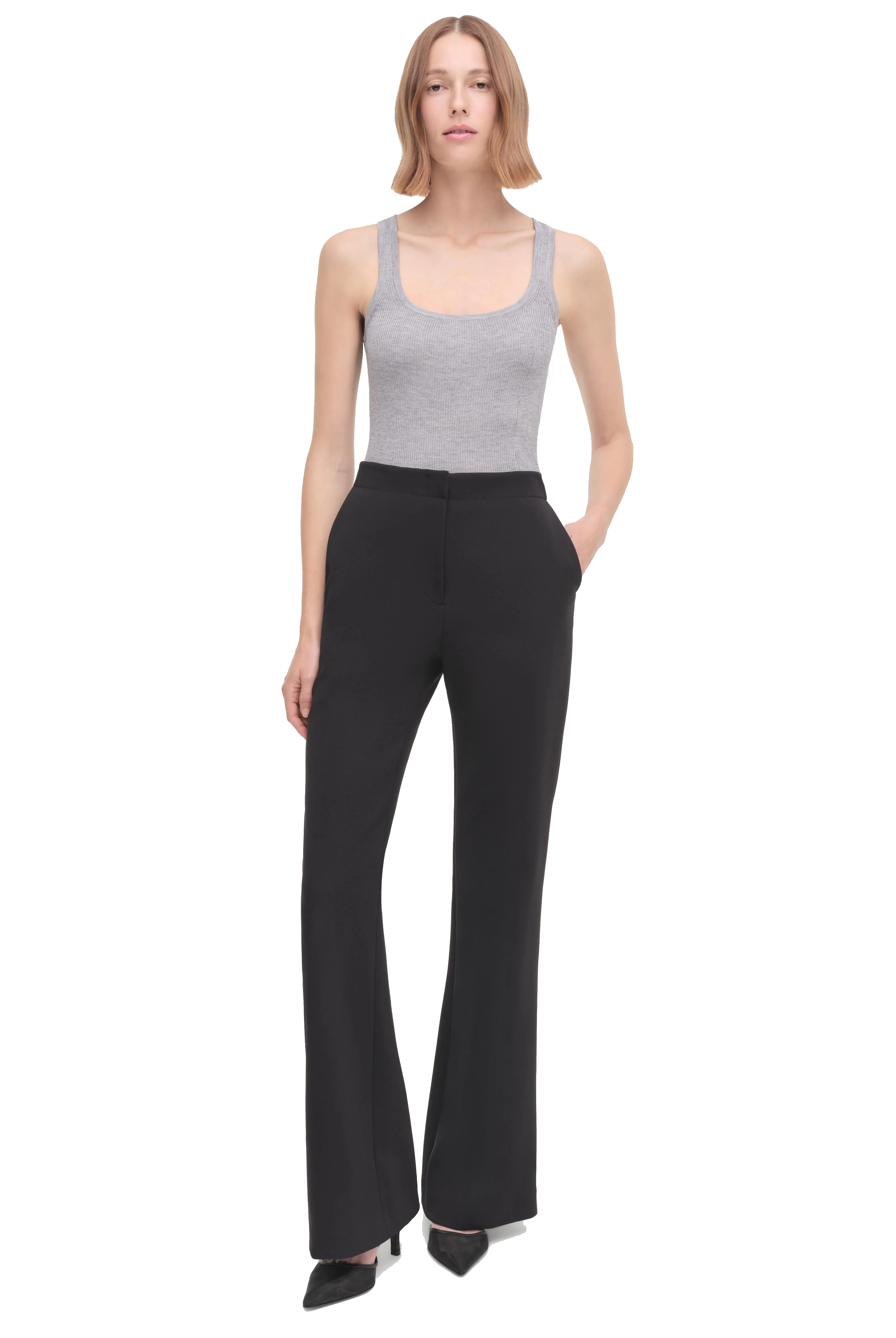 black flared long trousers-sassanova