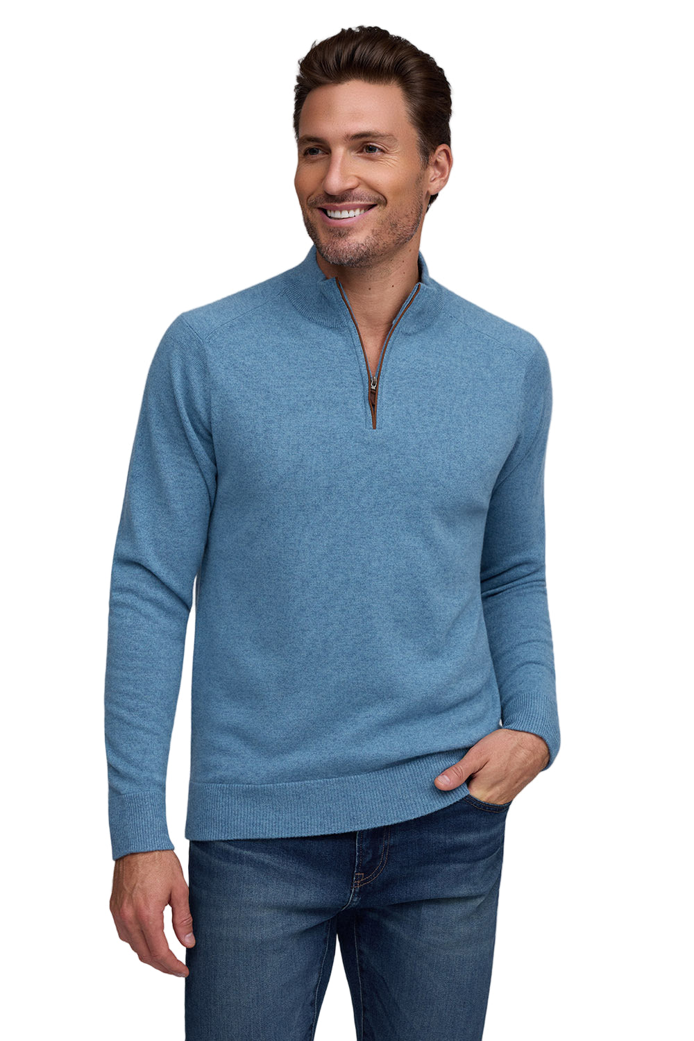 CASHMERE ZIP MOCK-NovaMan