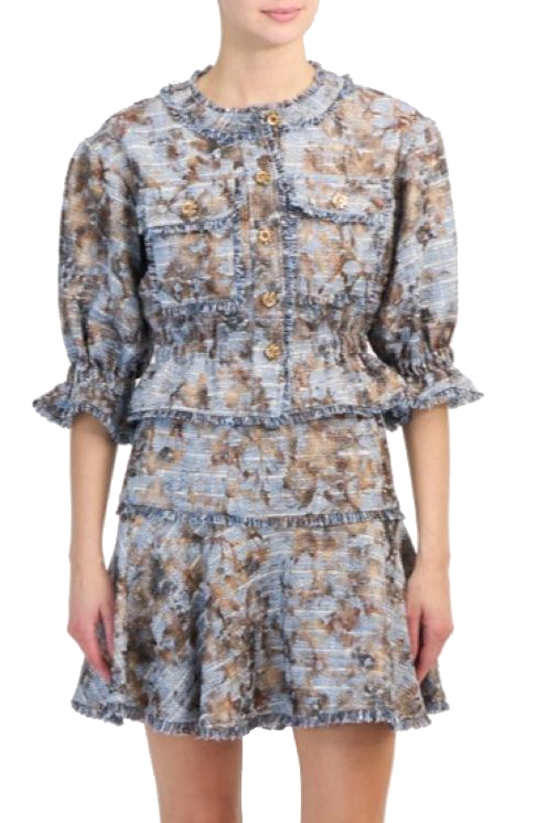 FOIL PRINTED TWEED JAXIE JACKET - Jackets - Sassanova