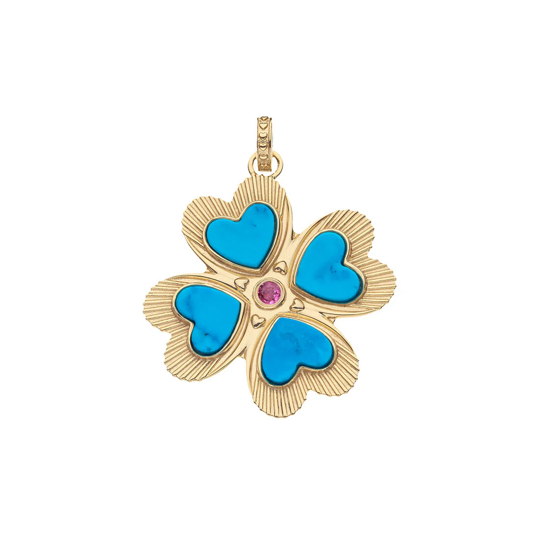 LUCKY IN LOVE TURQUOISE CLOVER PENDANT- DRAWN LINK CHAIN
sassanova