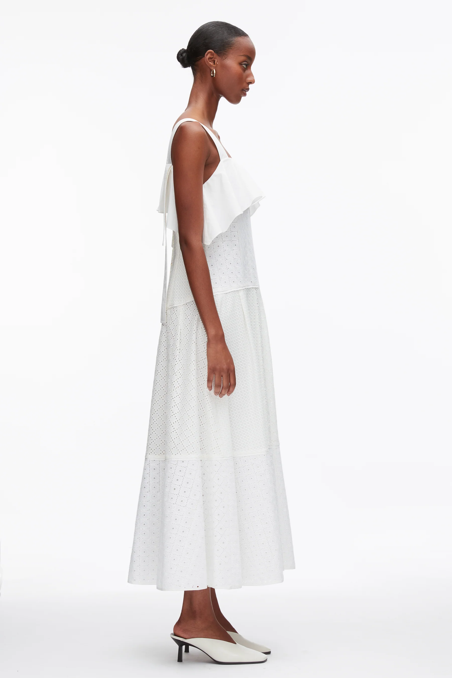 BRODERIE ANGLAISE PATCHWORK CASCADE MIDI DRESS - Dresses - Sassanova
