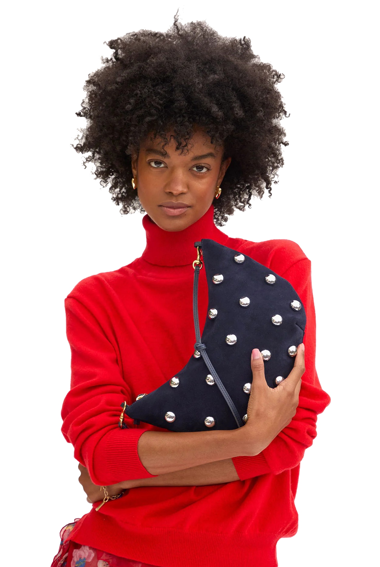 LUNE SUEDE HANDBAG WITH STUDS - Handbags - Sassanova