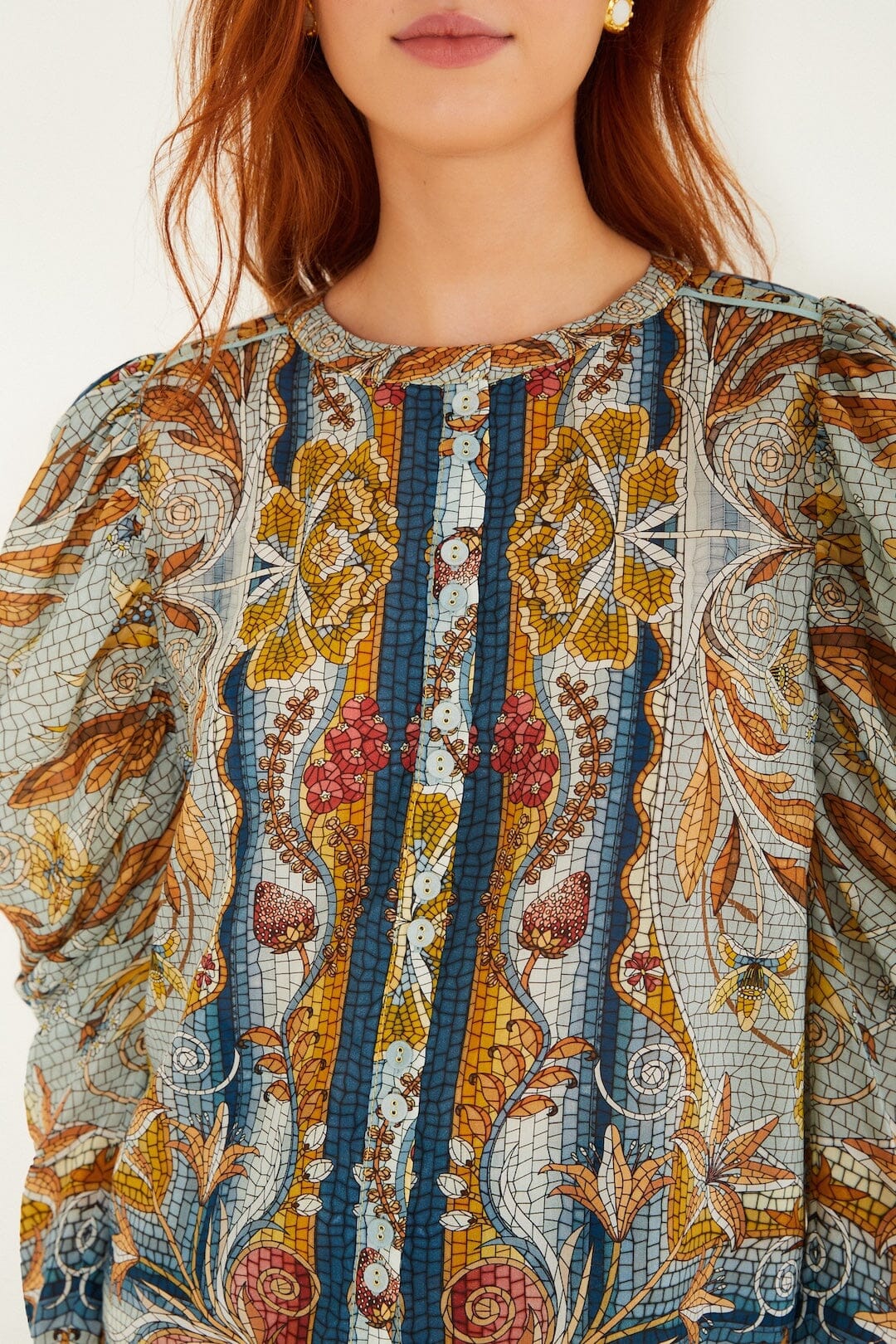 MOSAIC GARDEN LS BLOUSE - Blouses - Sassanova