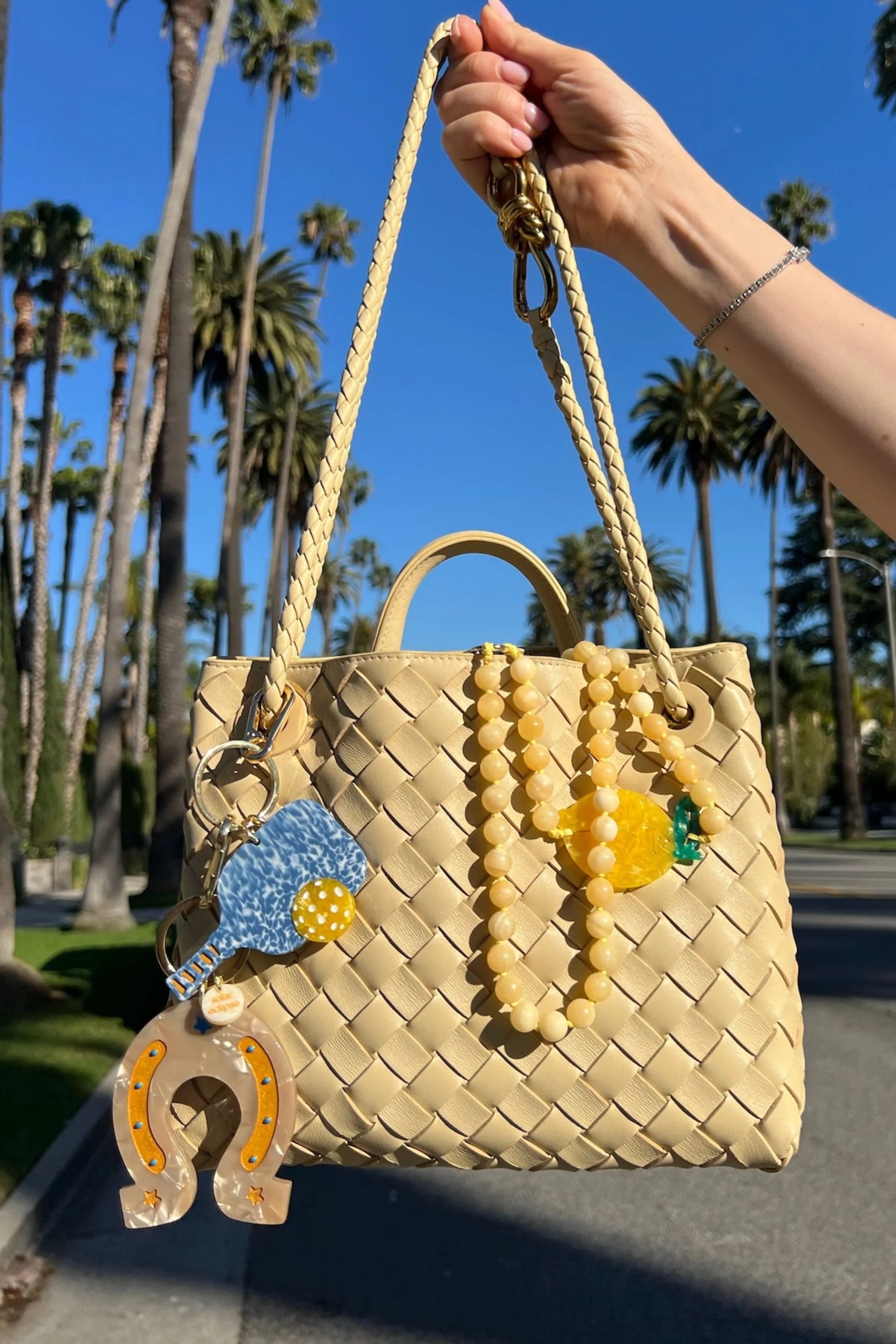 HAND PAINTED PICKLEBALL BAG CHARM & KEYCHAIN - sassanova