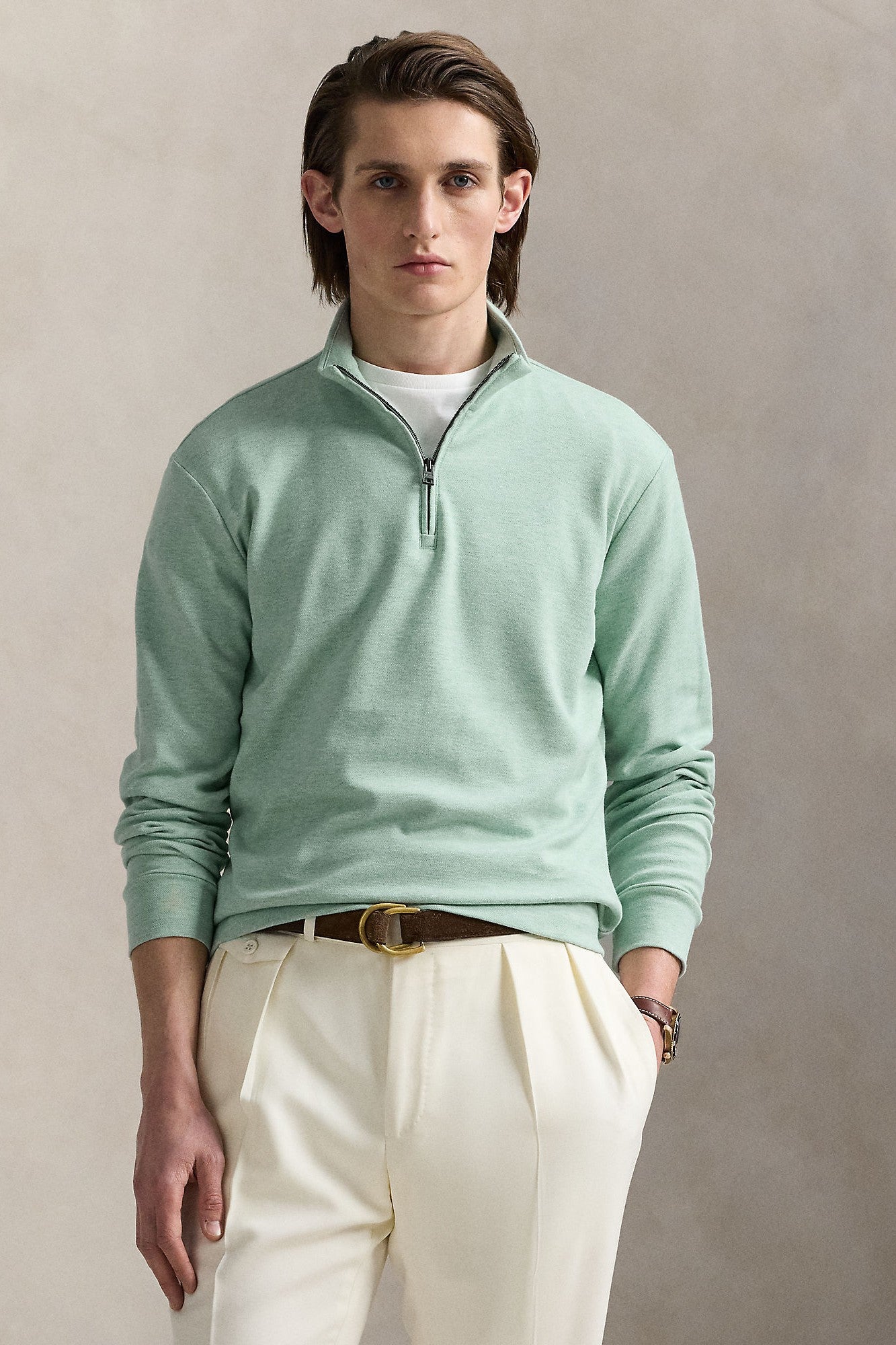 LONG SLEEVE TEXTURED 1/2 ZIP PULLOVER - Sweaters - Novaman