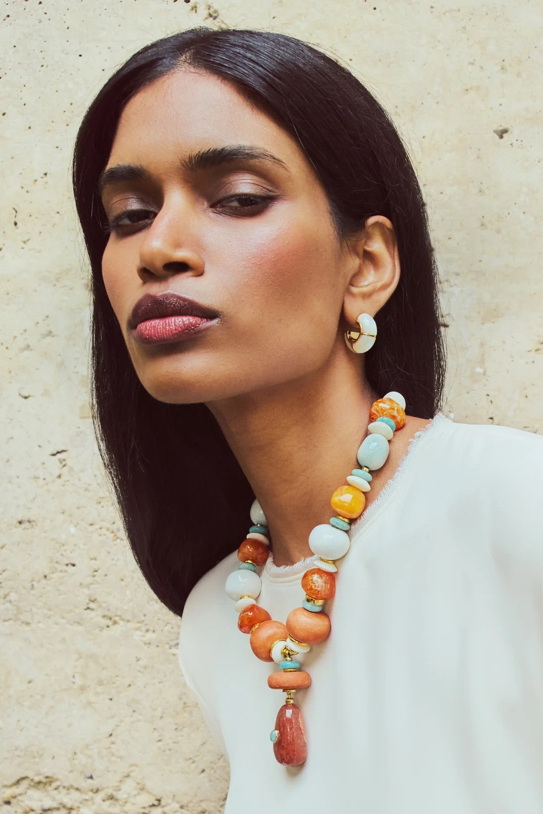 ZELLIGE HOOPS IN MOTHER-OF-PEARL - Earrings - Sassanova