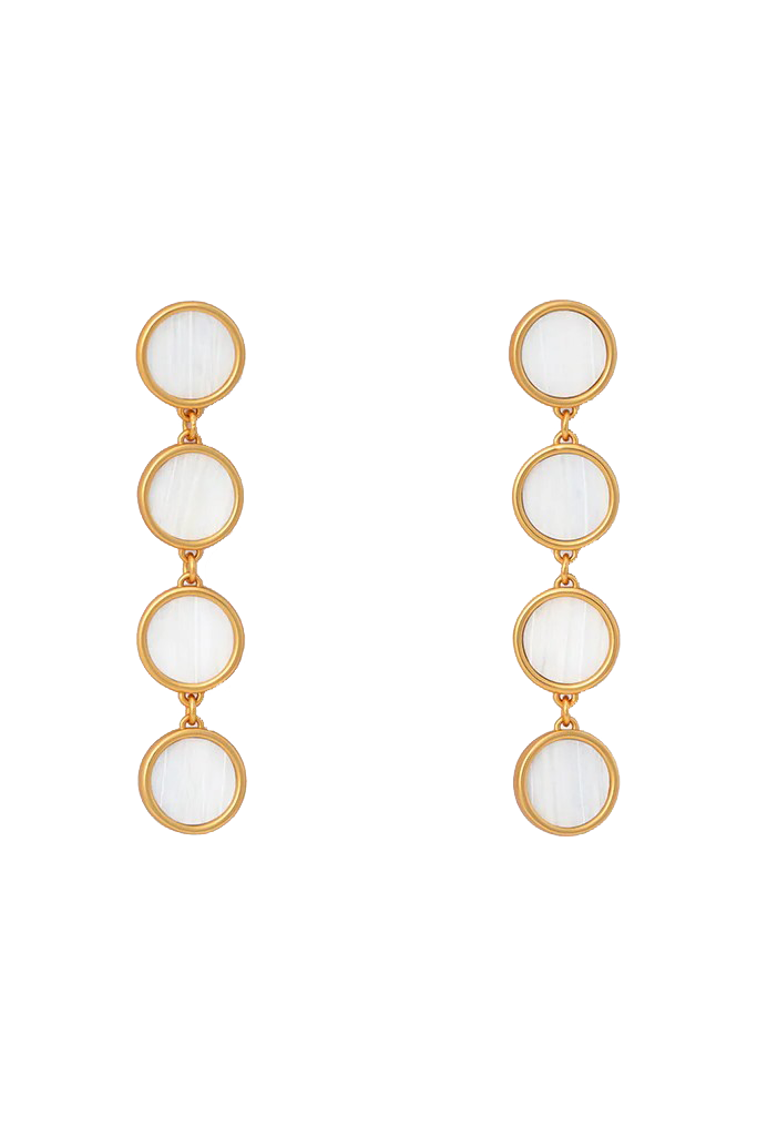AMY ROUND BEZEL DROP EARRING - Earrings - Sassanova