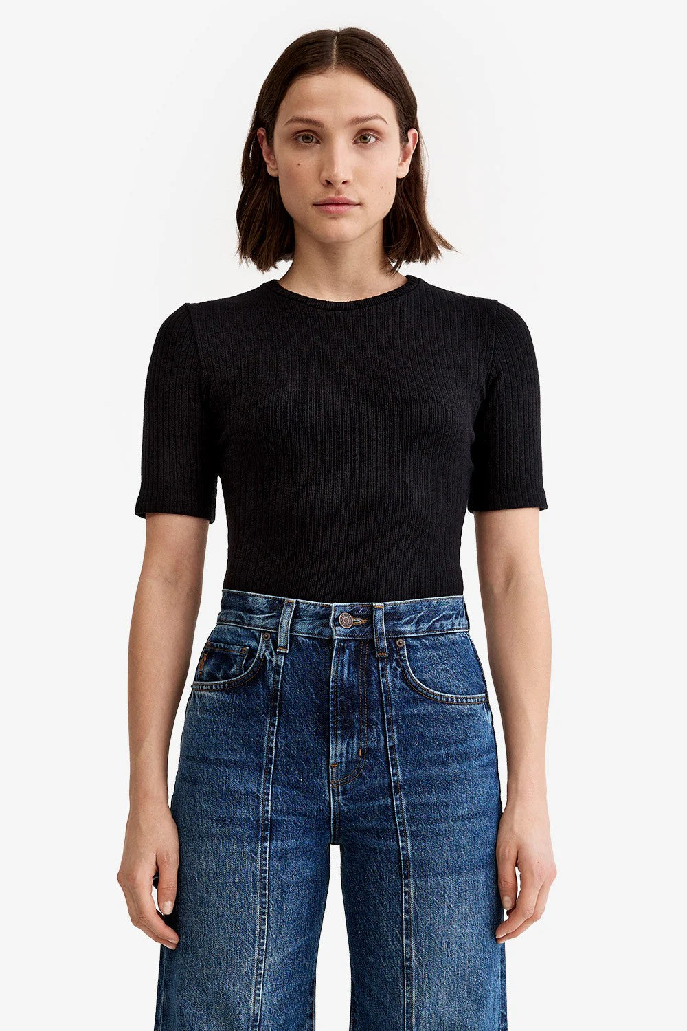 ELBOW SLEEVE KNIT CREWNECK - T-shirts - Sassanova