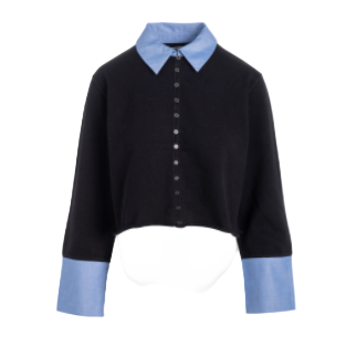 COTTON CASHMERE MIXED MEDIA BUTTON DOWN-Sassanova