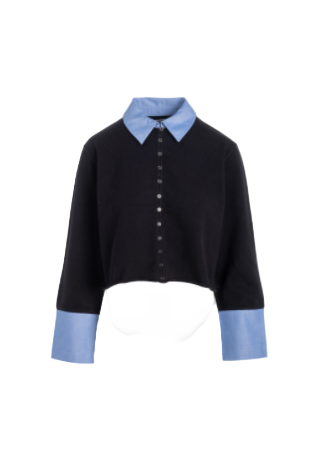 COTTON CASHMERE MIXED MEDIA BUTTON DOWN-Sassanova