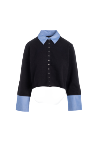 COTTON CASHMERE MIXED MEDIA BUTTON DOWN-Sassanova