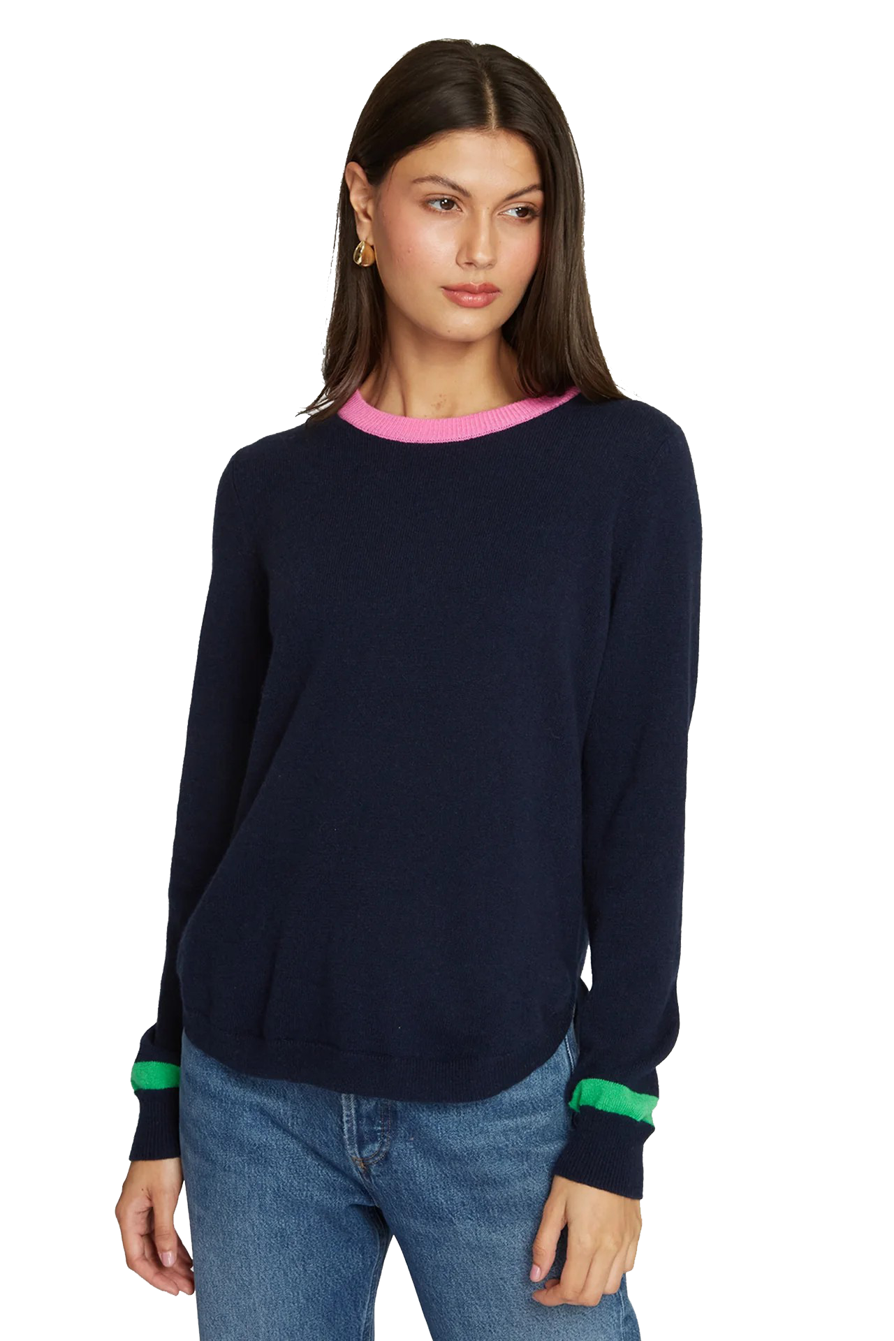 SHIRTTAIL CREW W/ POP COLORS - Sweaters - Sassanova