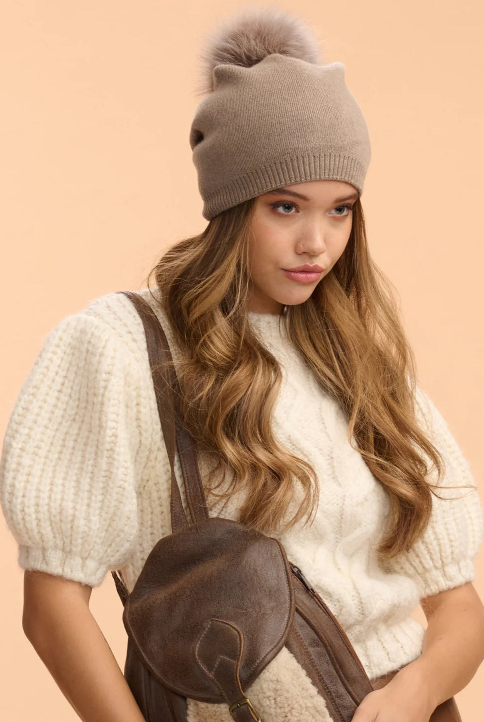 CLASSY CASHMERE DETACHABLE FUR POM BEANIE - Sassanova
