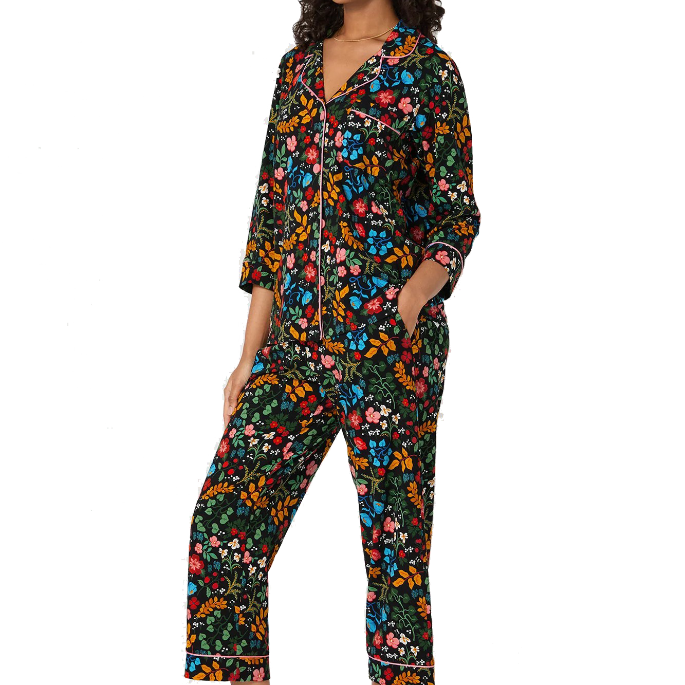 WINTER BLOOMS 3/4 SLV CROP PJ SET - Sassanova