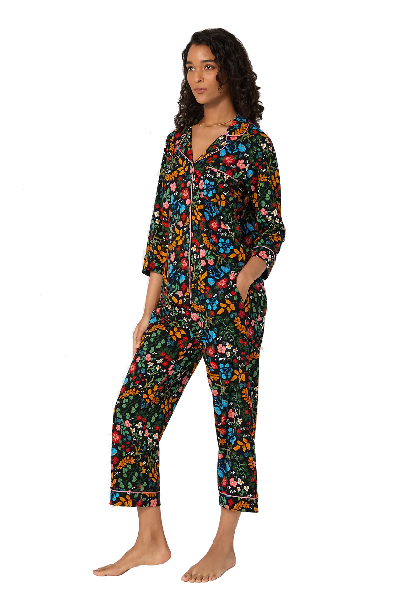 WINTER BLOOMS 3/4 SLV CROP PJ SET - Sassanova