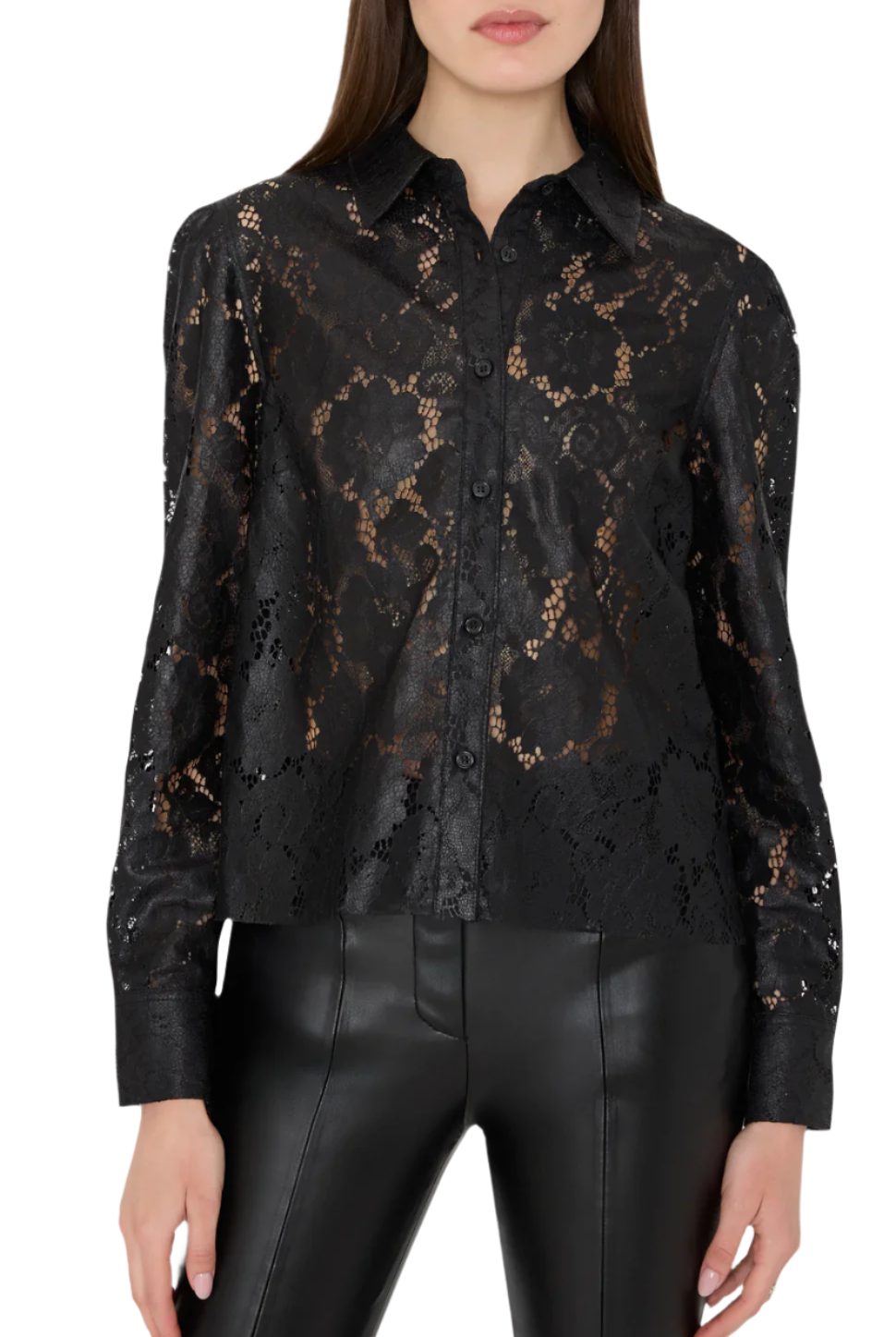 ARLO TEXTURED LACE BUTTON BLOUSE - Blouses - Sassanova