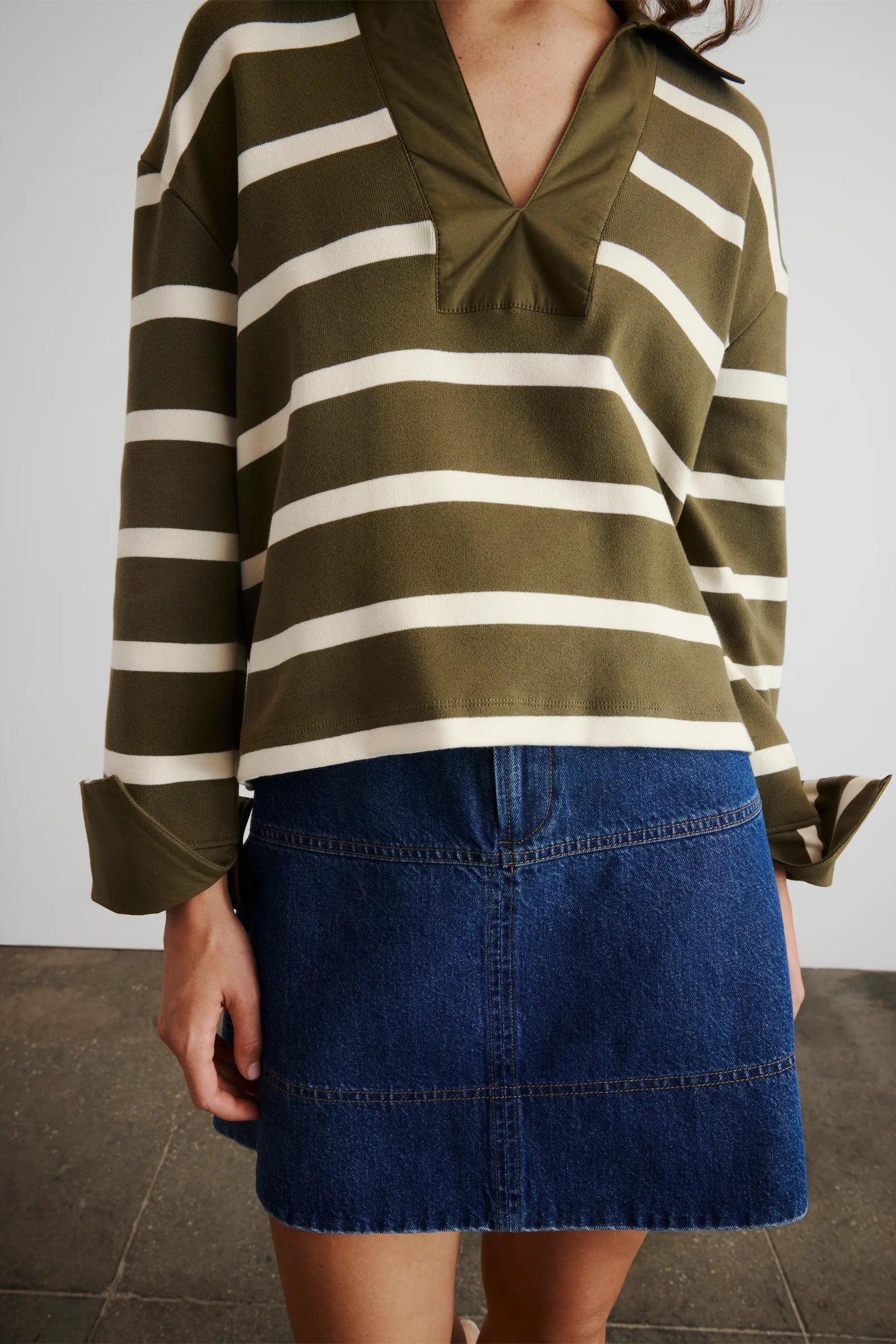 Hudie short denim skirt in classic indigo wash-sassanova