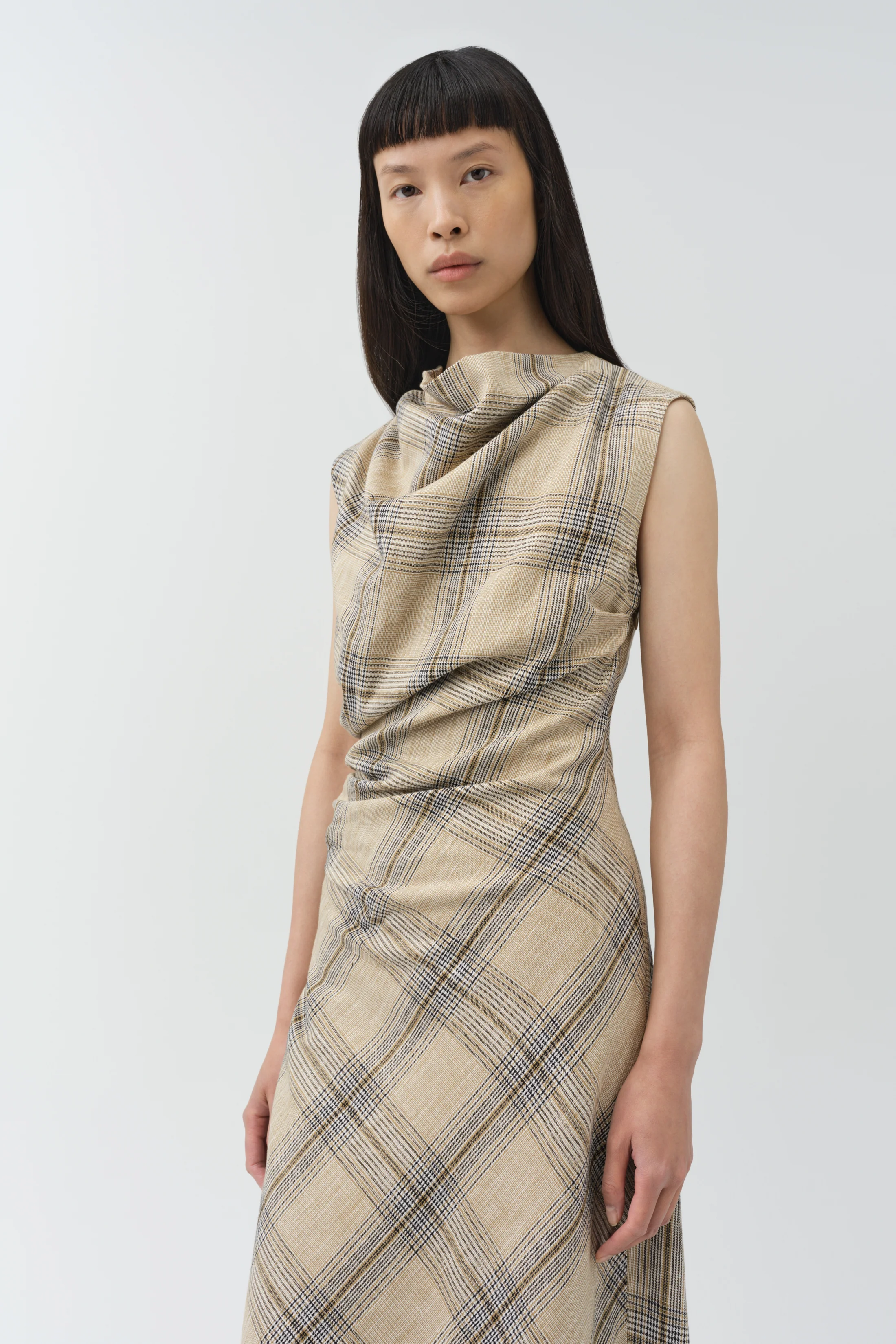 BURKE SLEEVELESS DRAPED MIDI DRESS - Dresses - Sassanova