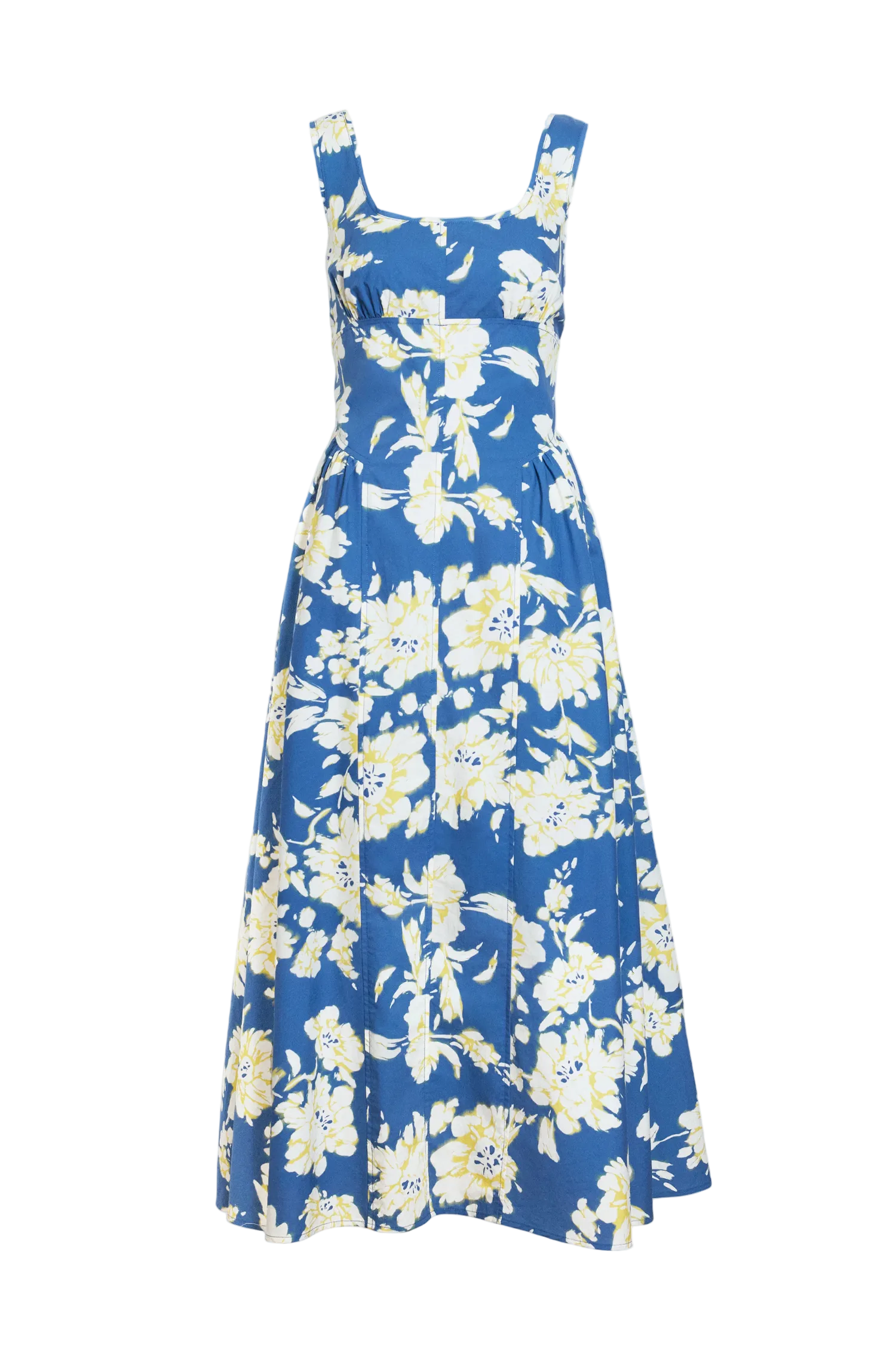 Blue floral dress on a white background